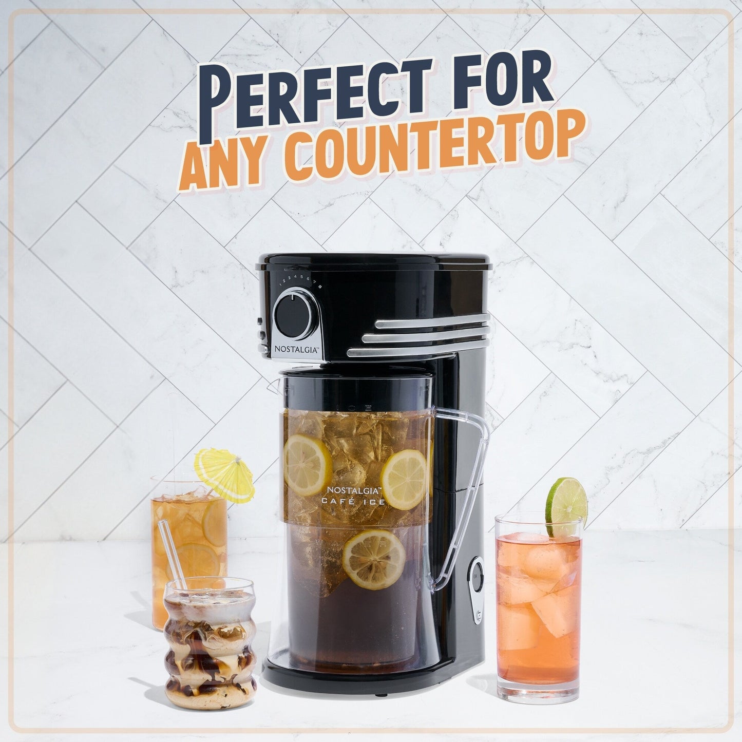 Nostalgia Ice Tea & Coffee Maker with Plastic Pitcher, Black