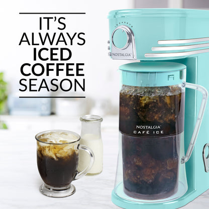 Nostalgia Ice Tea & Coffee Maker with Plastic Pitcher, Black