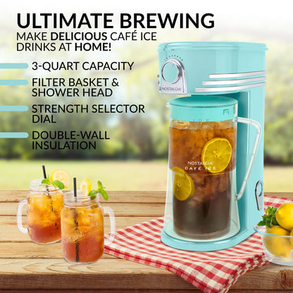 Nostalgia Ice Tea & Coffee Maker with Plastic Pitcher, Black