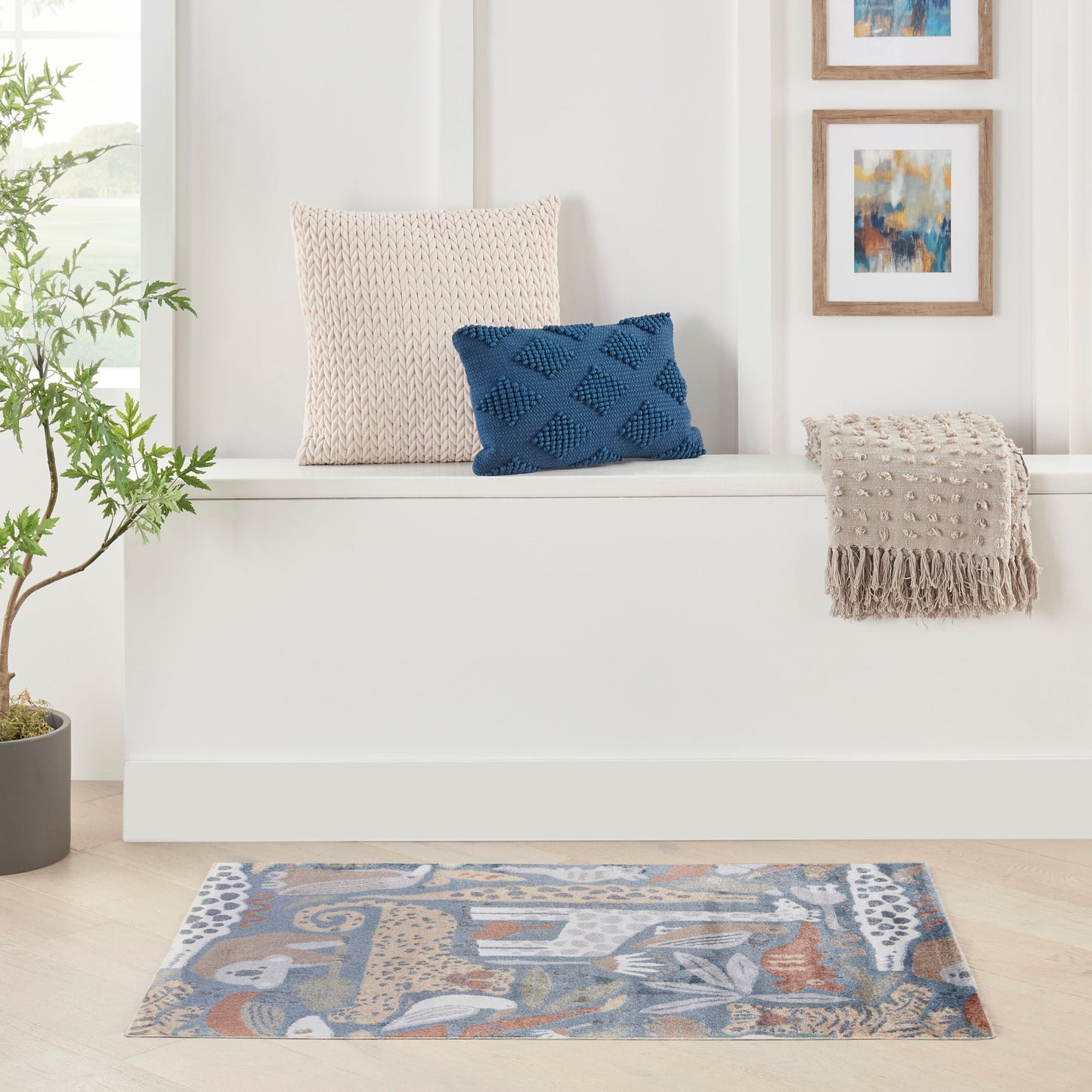 Nourison Astra Machine Washable Animal Print Area Rug