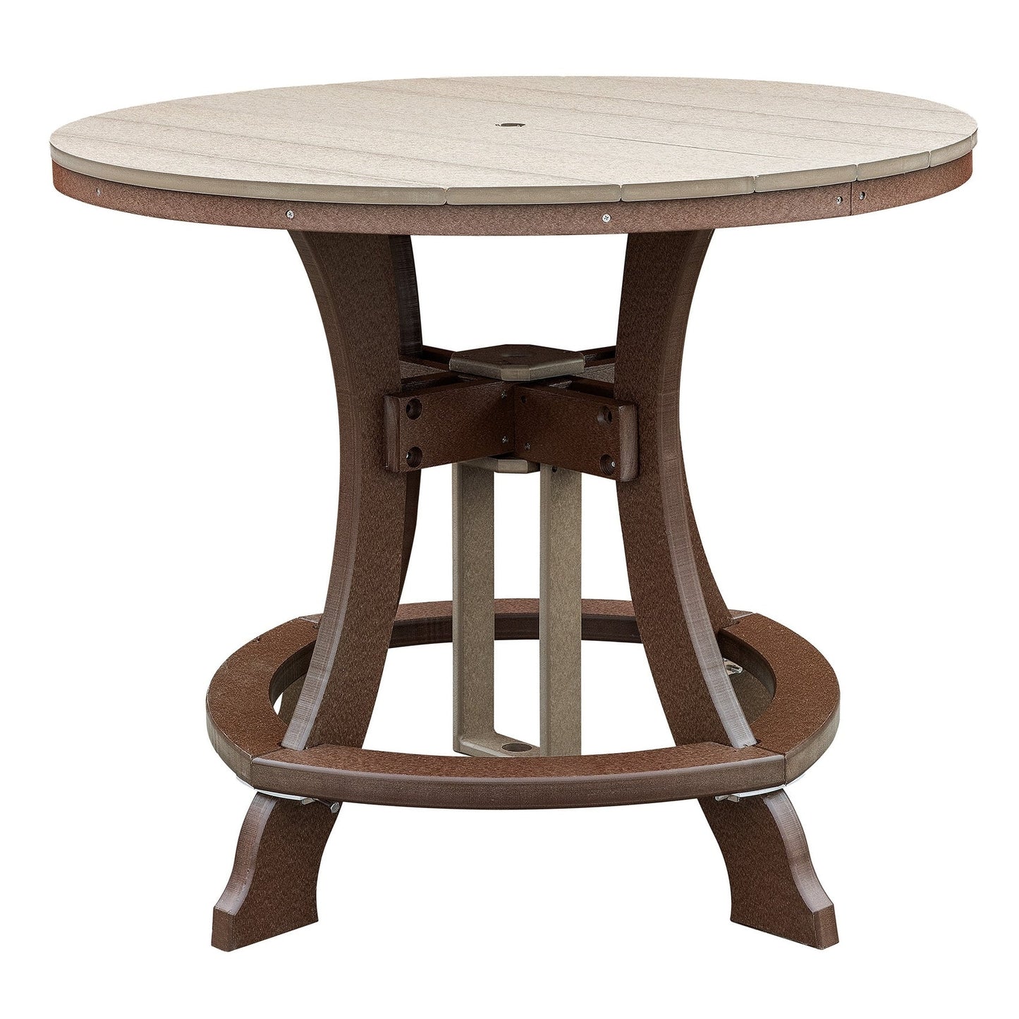 OS Home and Office Five Piece Round Counter Height Dining Set in Weatherwood on a Tudor Brown Base