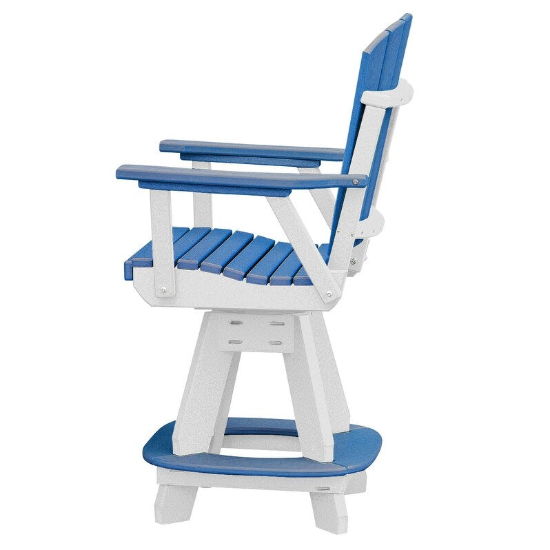 OS Home and Office Five Piece Square Counter Height Dining Set in Blue on a White Base