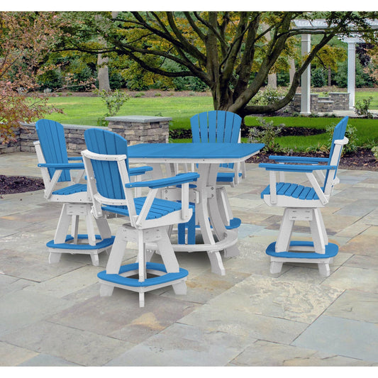OS Home and Office Five Piece Square Counter Height Dining Set in Blue on a White Base
