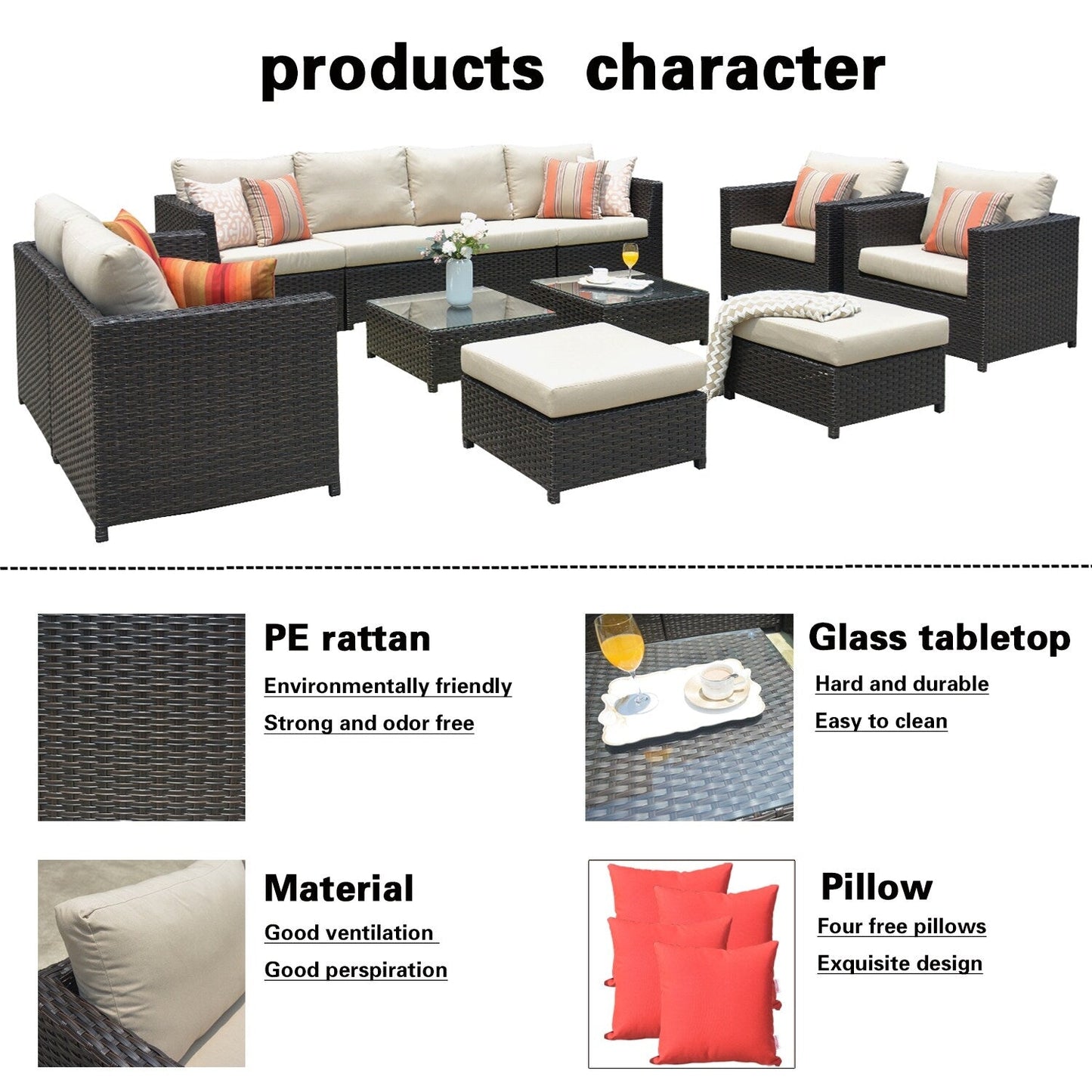 OVIOS 12-piece Sunbrella & Olefin Fabric Patio Furniture Conversation Set