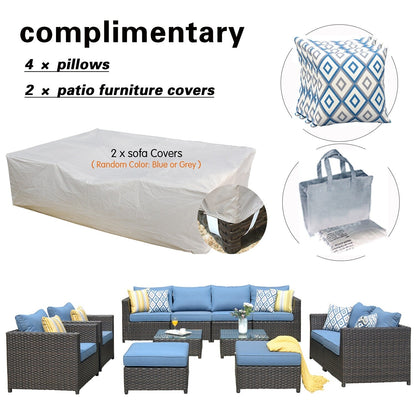 OVIOS 12-piece Sunbrella & Olefin Fabric Patio Furniture Conversation Set