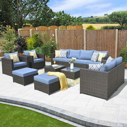 OVIOS 12-piece Sunbrella & Olefin Fabric Patio Furniture Conversation Set