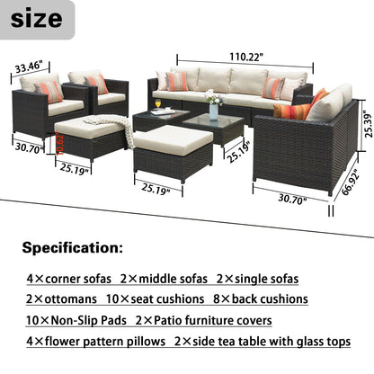 OVIOS 12-piece Sunbrella & Olefin Fabric Patio Furniture Conversation Set