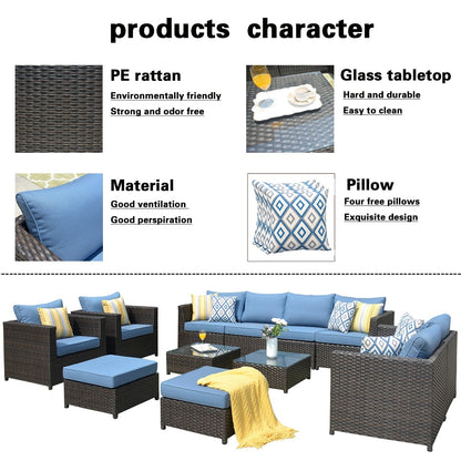 OVIOS 12-piece Sunbrella & Olefin Fabric Patio Furniture Conversation Set