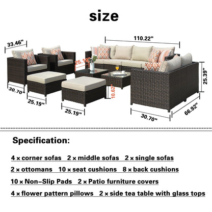 OVIOS 12-piece Sunbrella & Olefin Fabric Patio Furniture Conversation Set