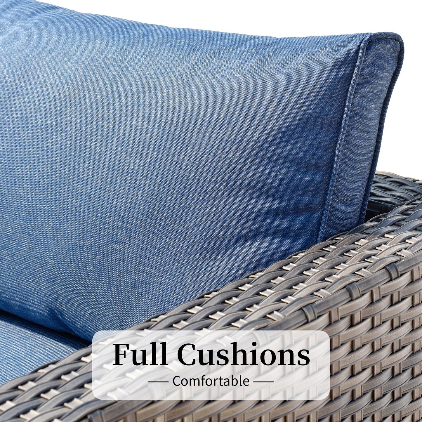 OVIOS 14-piece Deep Seat Wicker Conversation Sectional Set with Glass-top Table