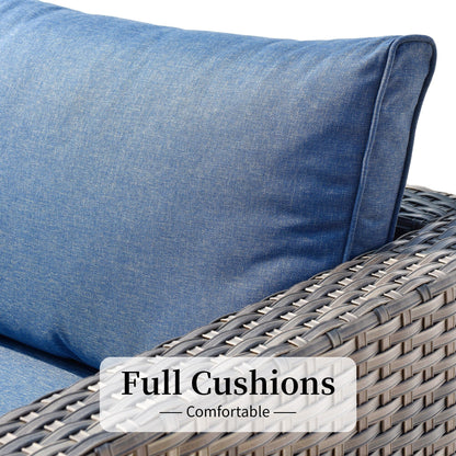 OVIOS 14-piece Deep Seat Wicker Conversation Sectional Set with Glass-top Table