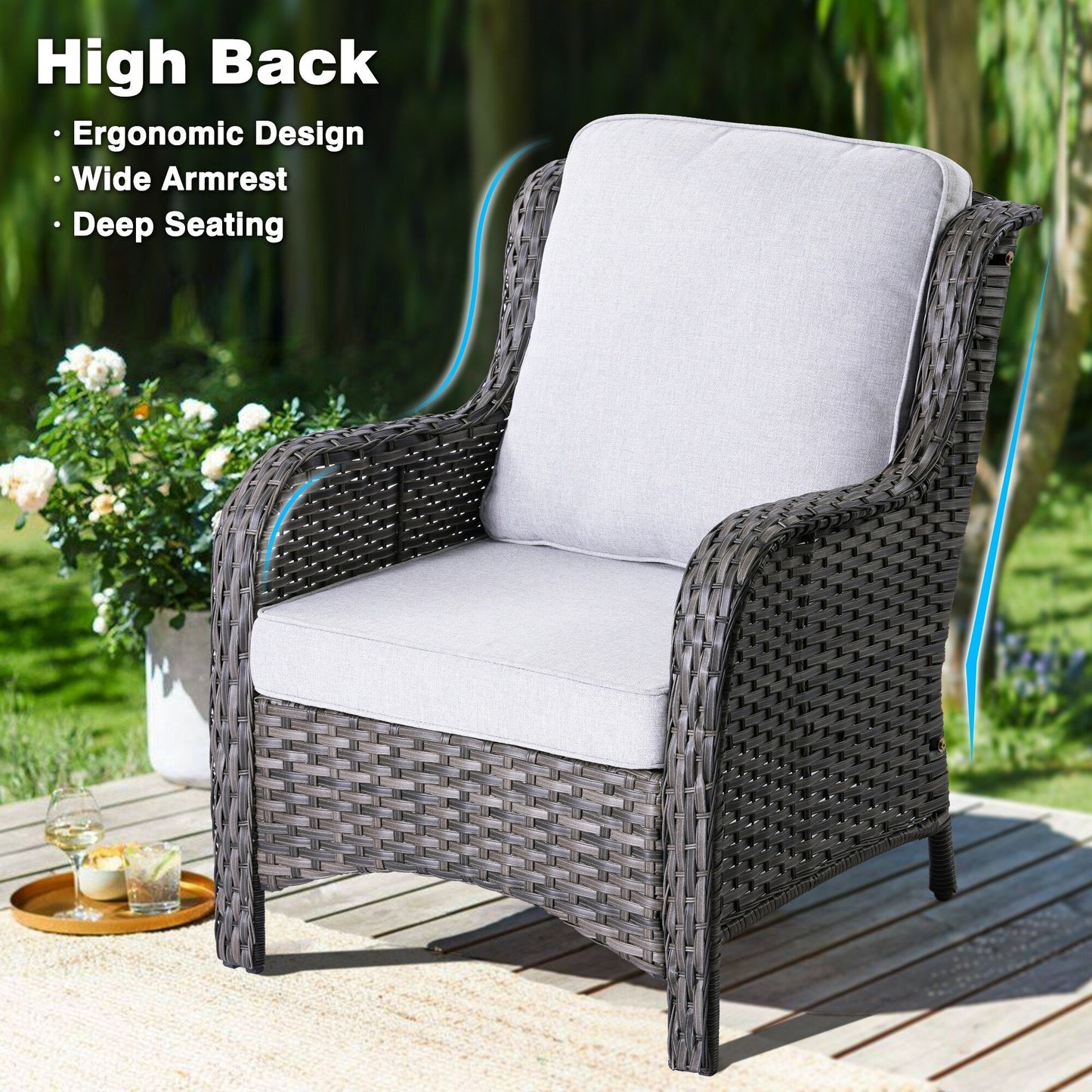 OVIOS 2-piece Patio Wicker Chairs Set