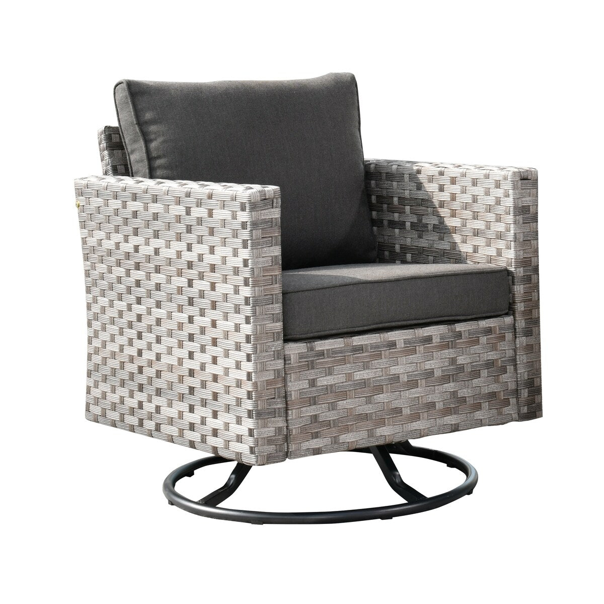 OVIOS 2-piece Swivel Rocking Wicker Chair Side Table Conversation Set