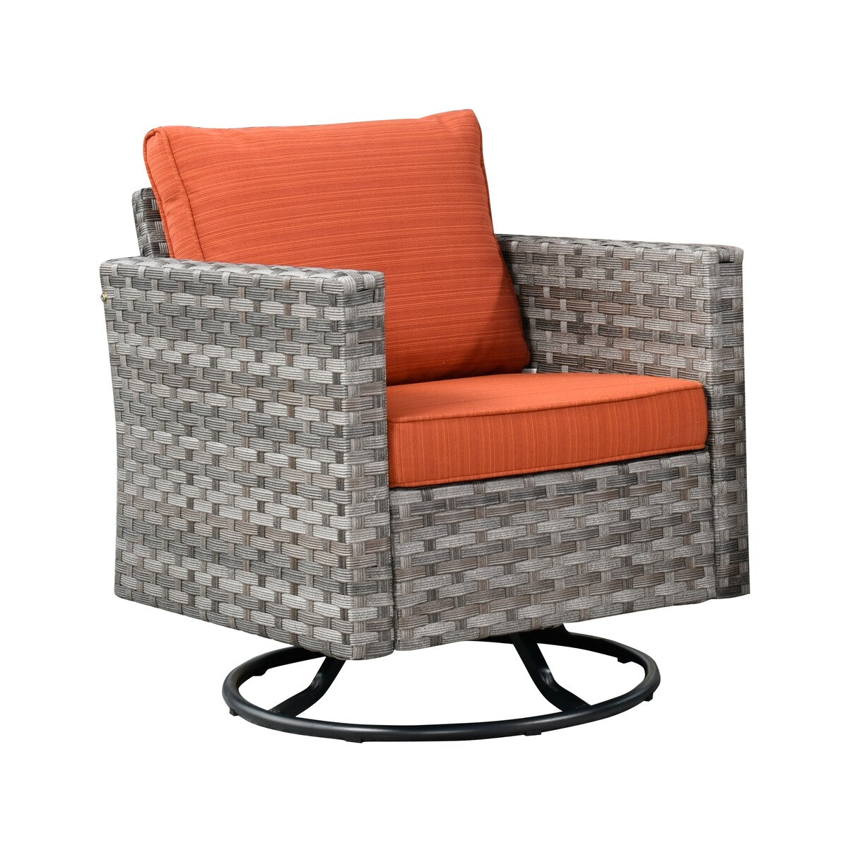 OVIOS 2-piece Swivel Rocking Wicker Chair Side Table Conversation Set