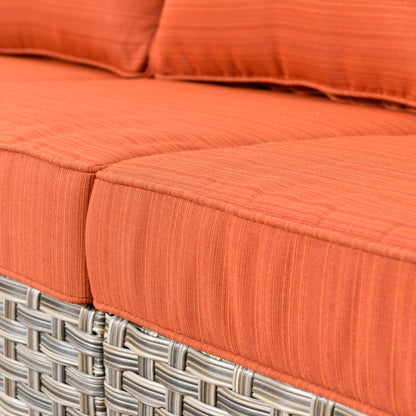 OVIOS 5-piece Patio Wicker Conversation Set With Fire Table