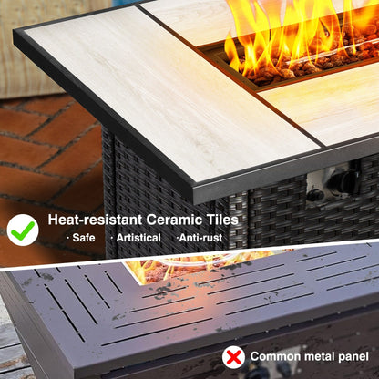 OVIOS 6-piece Patio Wicker Furniture Set With 42 Fire Pit Table