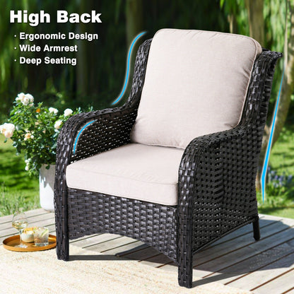 OVIOS 6-piece Patio Wicker Furniture Set With 42 Fire Pit Table