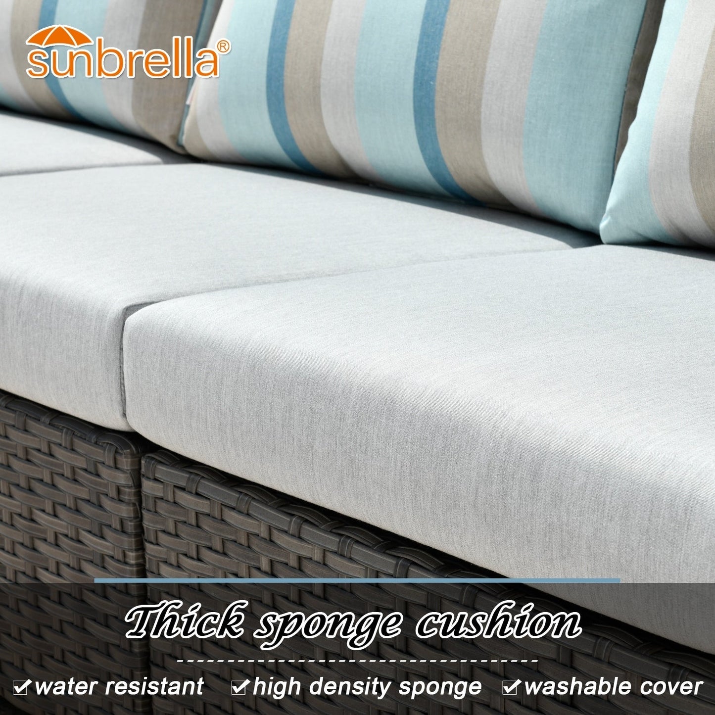 OVIOS Sunbrella Fabric Patio 9&12 Pieces Outdoor Sectional Set