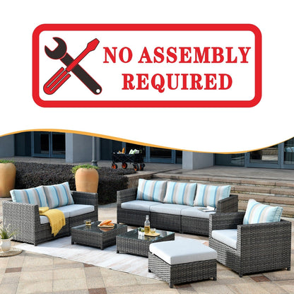 OVIOS Sunbrella Fabric Patio 9&12 Pieces Outdoor Sectional Set