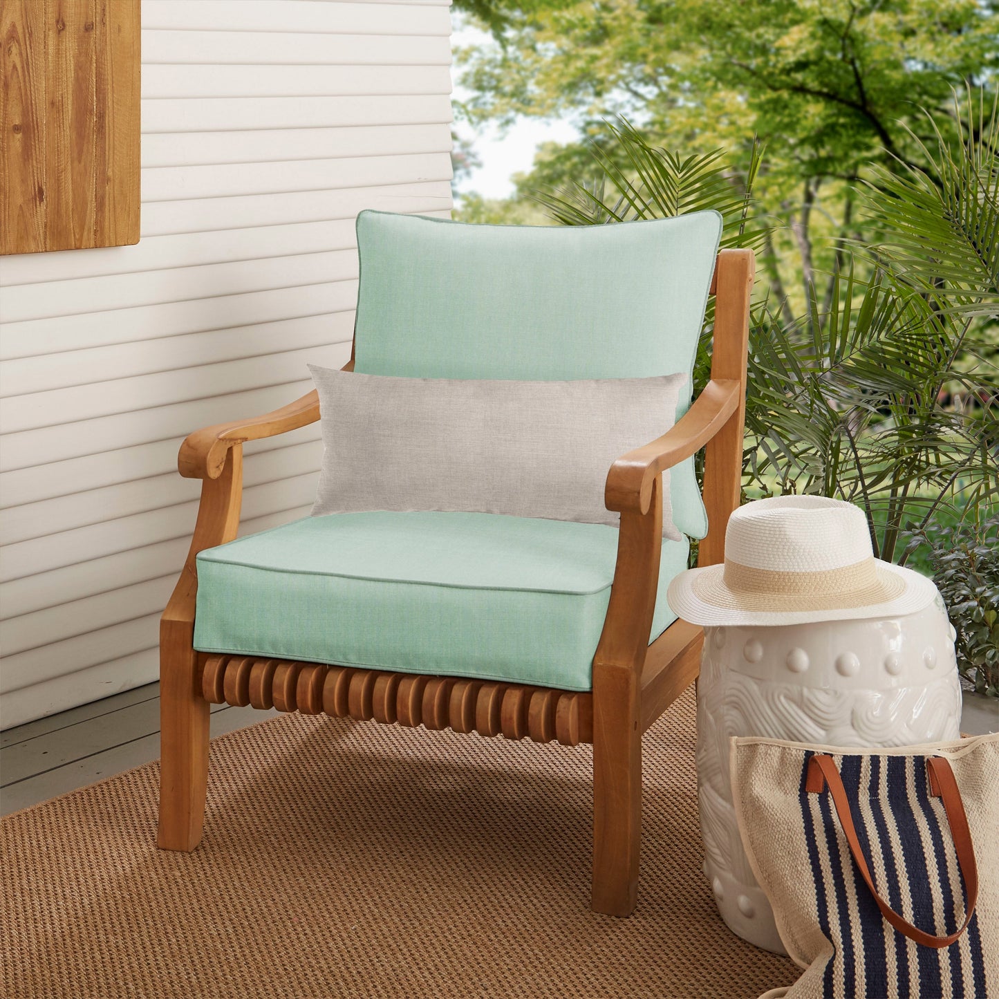 Oakley Sunbrella Solid Indoor/ Outdoor Corded Pillow and Chair Cushion Set