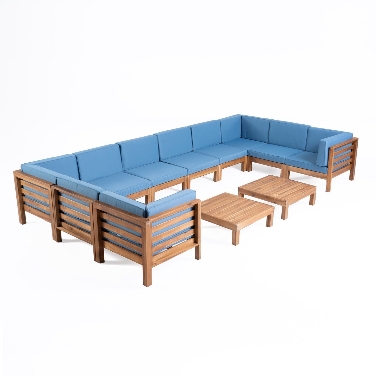 Oana Outdoor 12-Piece U-Shaped Acacia Wood Sectional Sofa Set by Christopher Knight Home