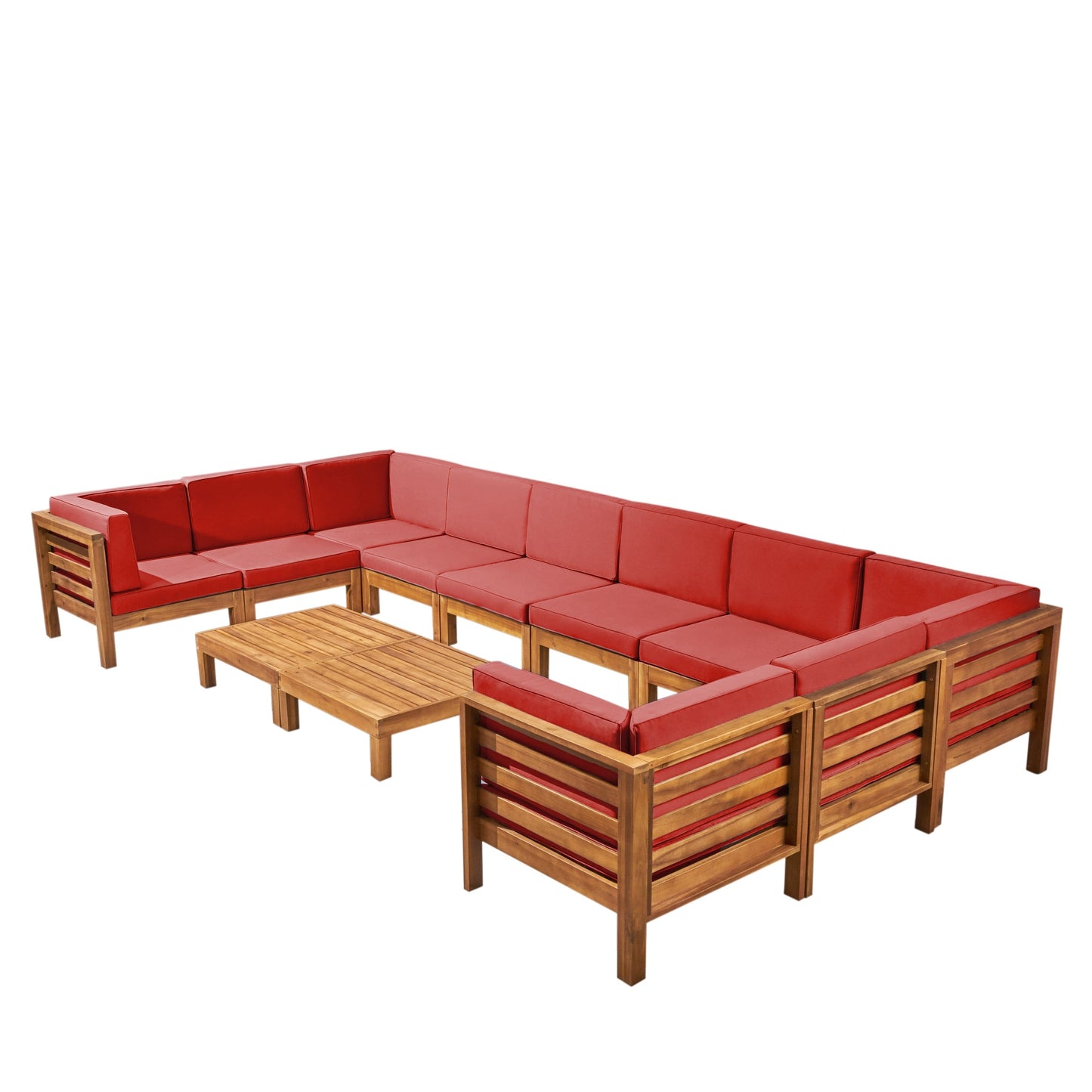 Oana Outdoor 12-Piece U-Shaped Acacia Wood Sectional Sofa Set by Christopher Knight Home