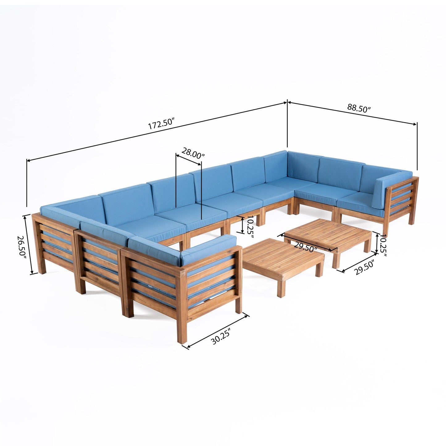 Oana Outdoor 12-Piece U-Shaped Acacia Wood Sectional Sofa Set by Christopher Knight Home
