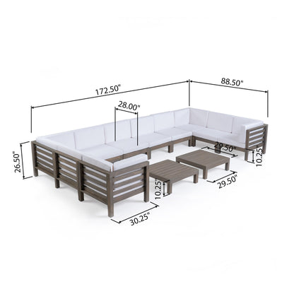 Oana Outdoor 12-Piece U-Shaped Acacia Wood Sectional Sofa Set by Christopher Knight Home
