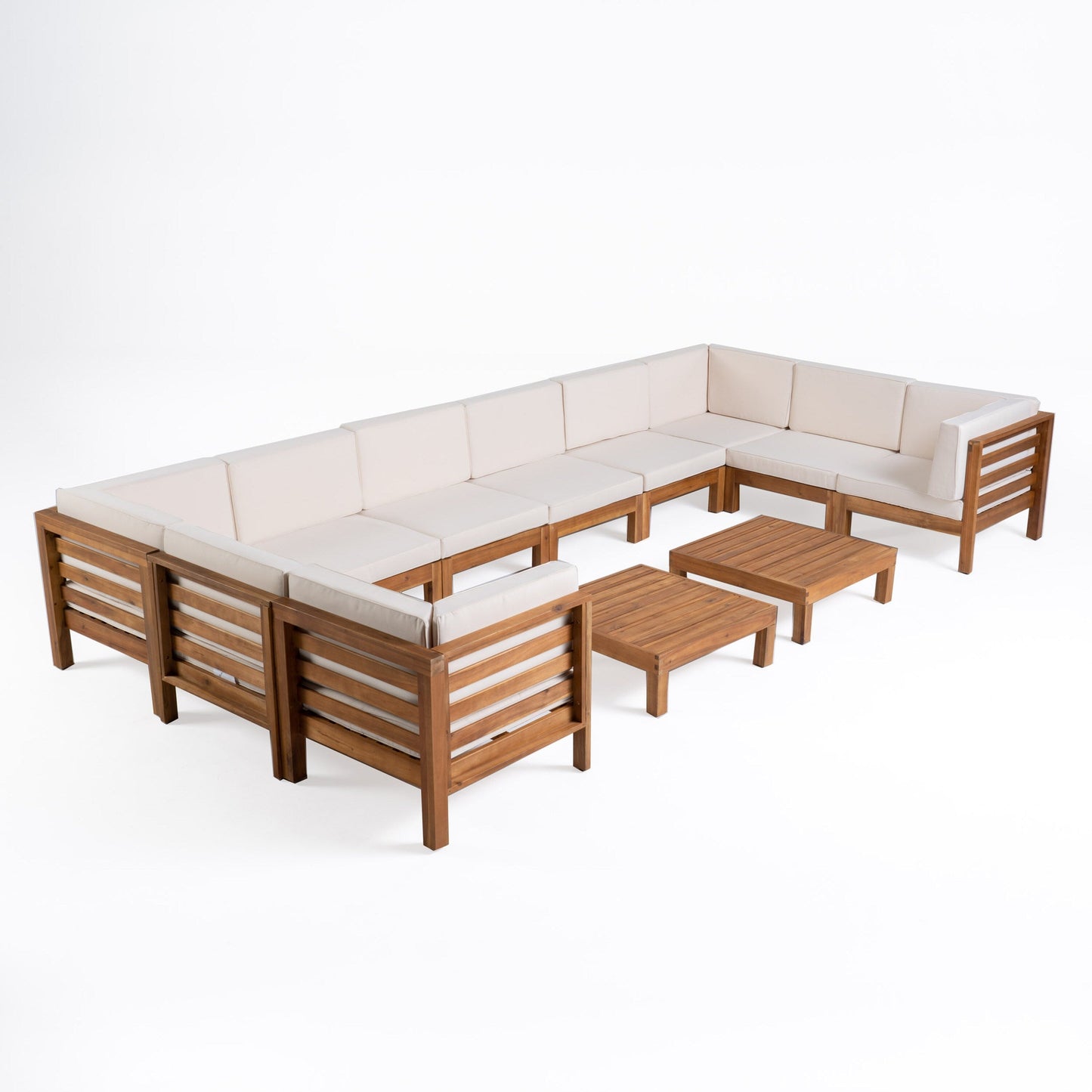 Oana Outdoor 12-Piece U-Shaped Acacia Wood Sectional Sofa Set by Christopher Knight Home