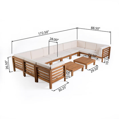 Oana Outdoor 12-Piece U-Shaped Acacia Wood Sectional Sofa Set by Christopher Knight Home