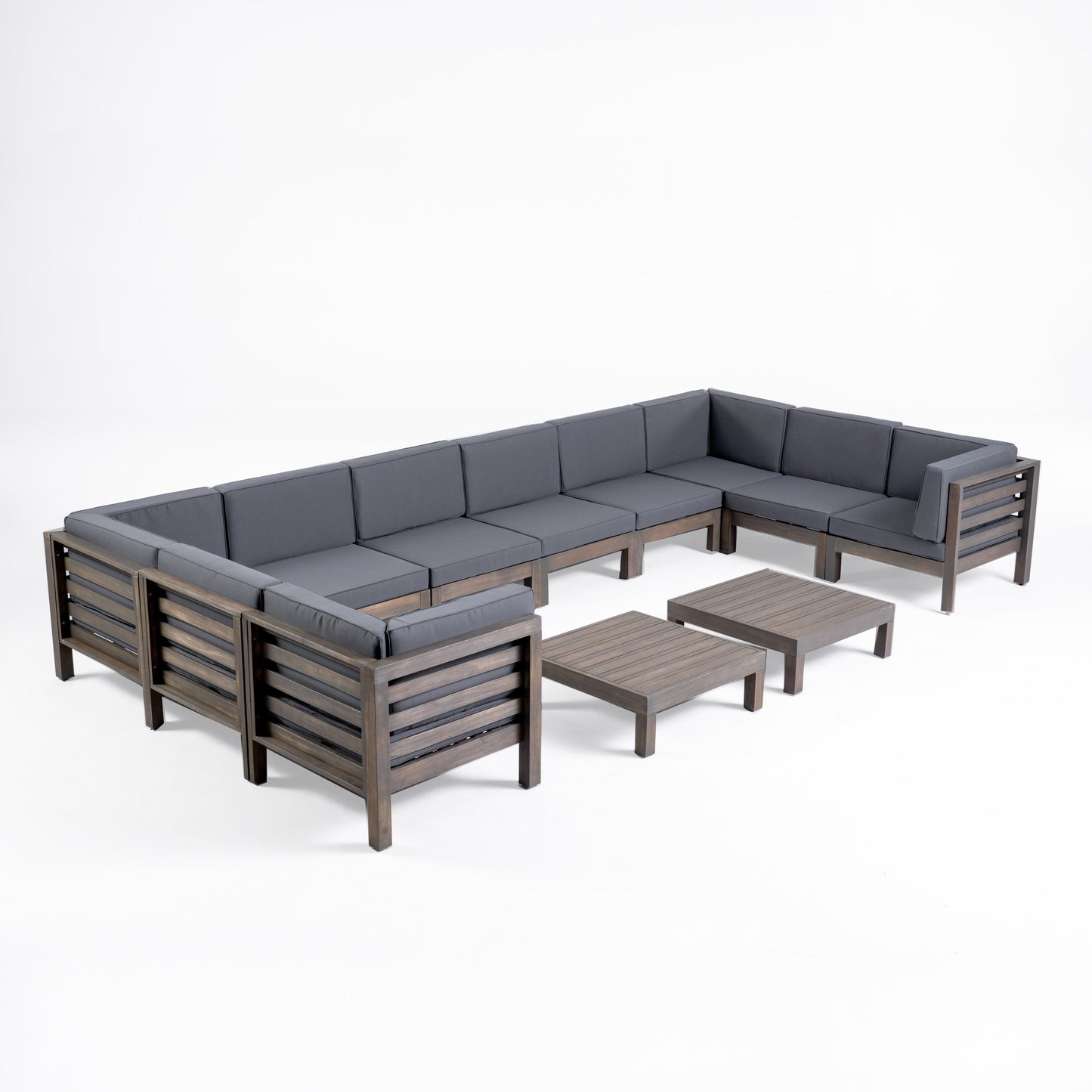Oana Outdoor 12-Piece U-Shaped Acacia Wood Sectional Sofa Set by Christopher Knight Home