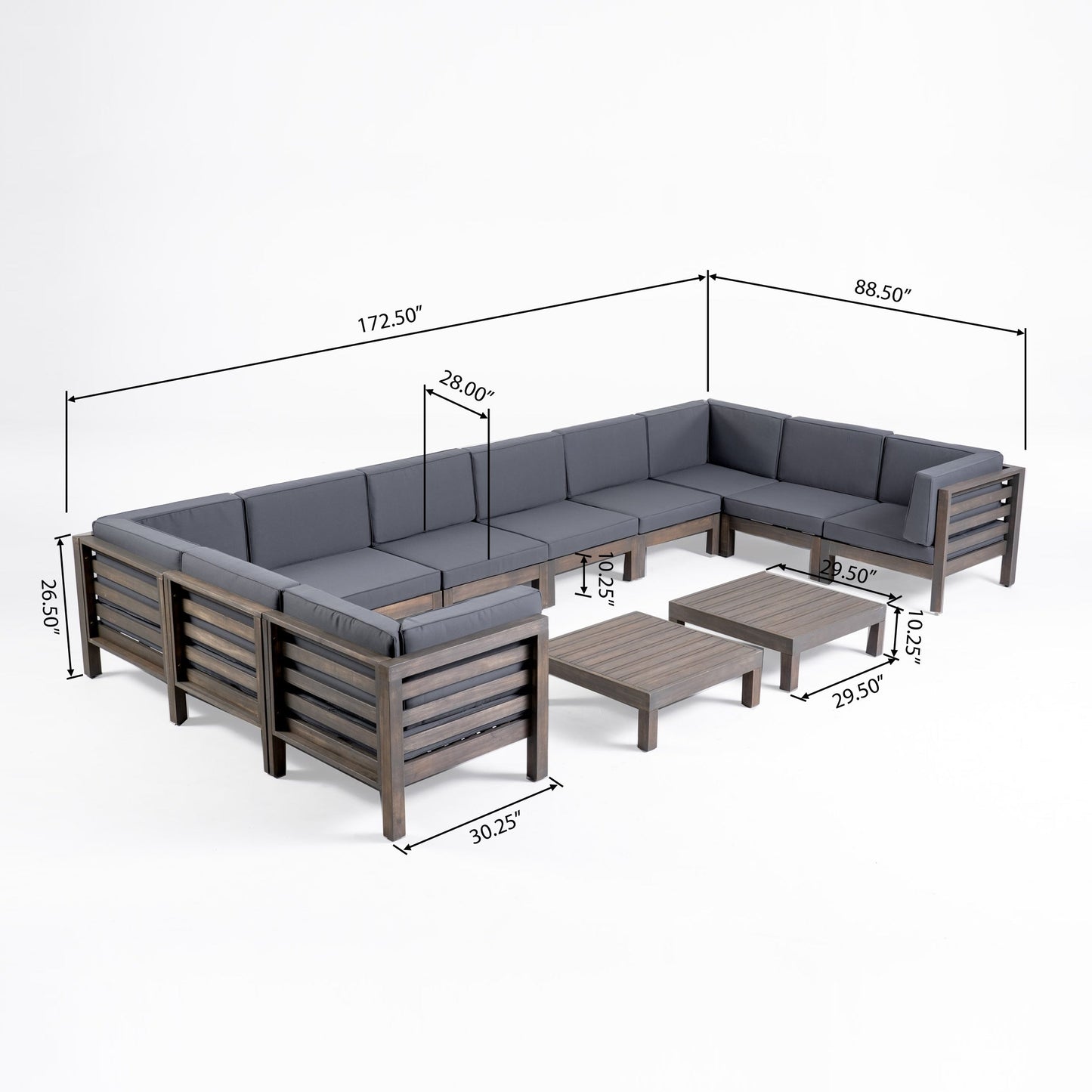 Oana Outdoor 12-Piece U-Shaped Acacia Wood Sectional Sofa Set by Christopher Knight Home