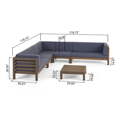Oana Outdoor 7-seater Acacia Wood Sectional Sofa Set by Christopher Knight Home