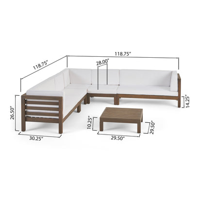 Oana Outdoor 7-seater Acacia Wood Sectional Sofa Set by Christopher Knight Home