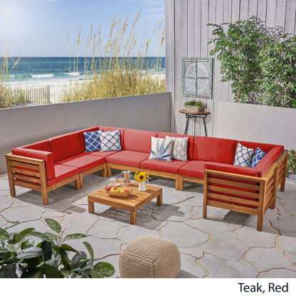Oana Outdoor 9-piece Acacia Wood U-shaped Sectional Set by Christopher Knight Home