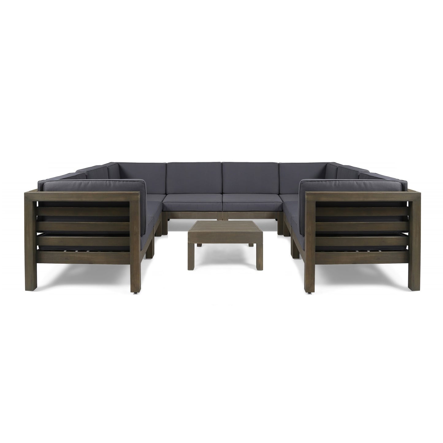 Oana Outdoor 9-piece Acacia Wood U-shaped Sectional Set by Christopher Knight Home