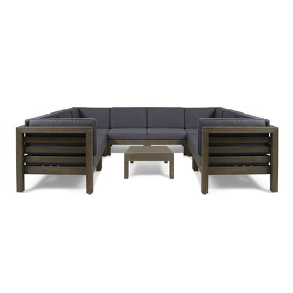 Oana Outdoor 9-piece Acacia Wood U-shaped Sectional Set by Christopher Knight Home