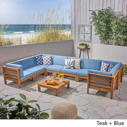 Oana Outdoor 9-piece Acacia Wood U-shaped Sectional Set by Christopher Knight Home
