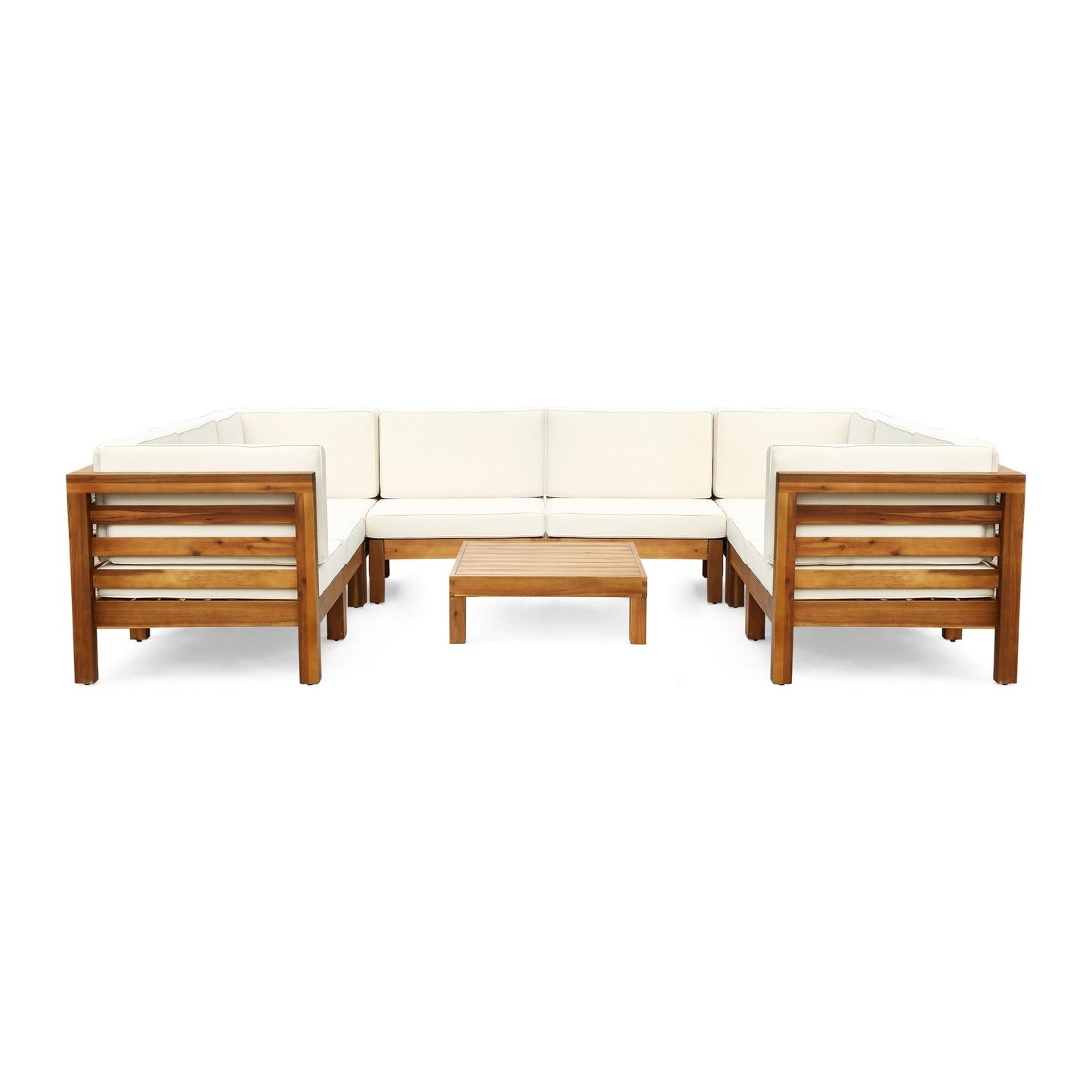 Oana Outdoor 9-piece Acacia Wood U-shaped Sectional Set by Christopher Knight Home