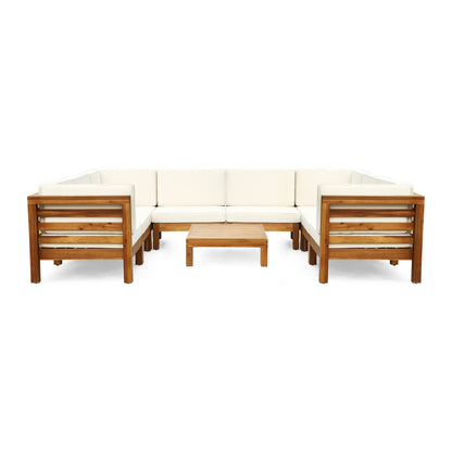 Oana Outdoor 9-piece Acacia Wood U-shaped Sectional Set by Christopher Knight Home