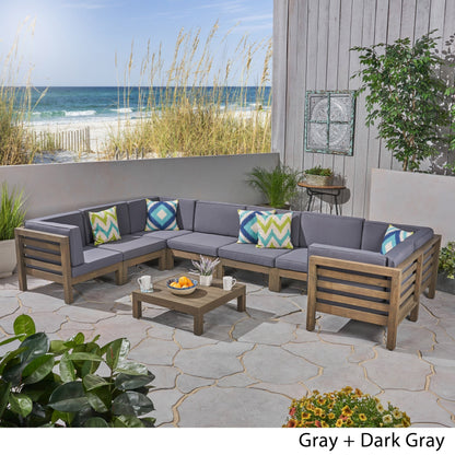 Oana Outdoor 9-piece Acacia Wood U-shaped Sectional Set by Christopher Knight Home