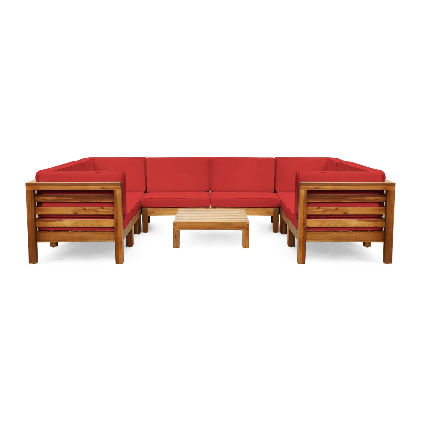 Oana Outdoor 9-piece Acacia Wood U-shaped Sectional Set by Christopher Knight Home