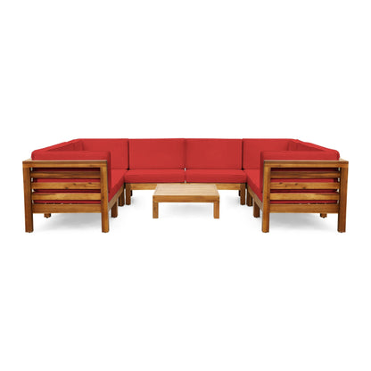 Oana Outdoor 9-piece Acacia Wood U-shaped Sectional Set by Christopher Knight Home