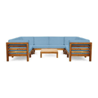 Oana Outdoor 9-piece Acacia Wood U-shaped Sectional Set by Christopher Knight Home