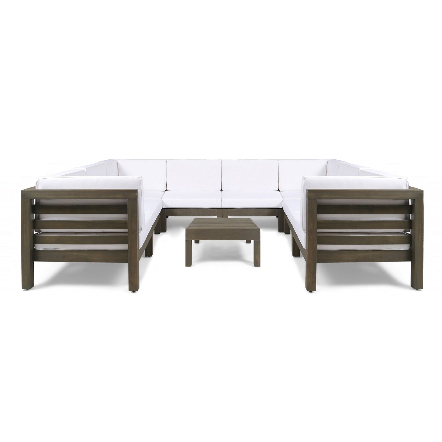 Oana Outdoor 9-piece Acacia Wood U-shaped Sectional Set by Christopher Knight Home