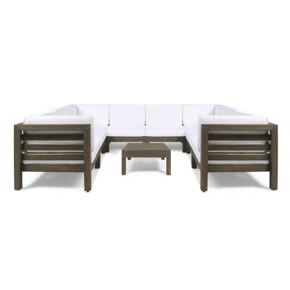 Oana Outdoor 9-piece Acacia Wood U-shaped Sectional Set by Christopher Knight Home