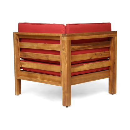 Oana Outdoor 9-Piece Acacia Wood Sectional Sofa Set with Coffee Table by Christopher Knight Home