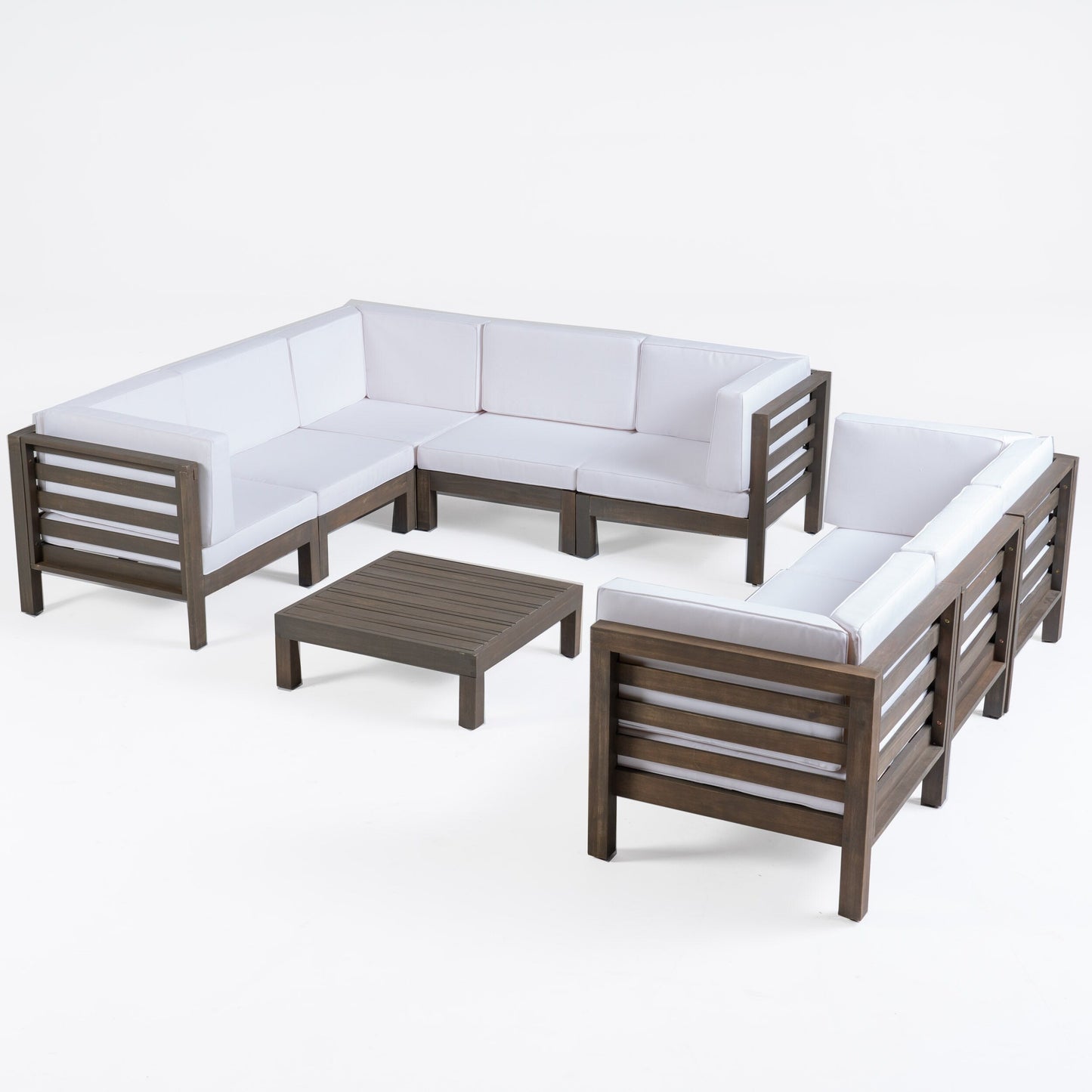 Oana Outdoor 9-Piece Acacia Wood Sectional Sofa Set with Coffee Table by Christopher Knight Home