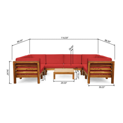 Oana Outdoor 9-piece Acacia Wood U-shaped Sectional Set by Christopher Knight Home