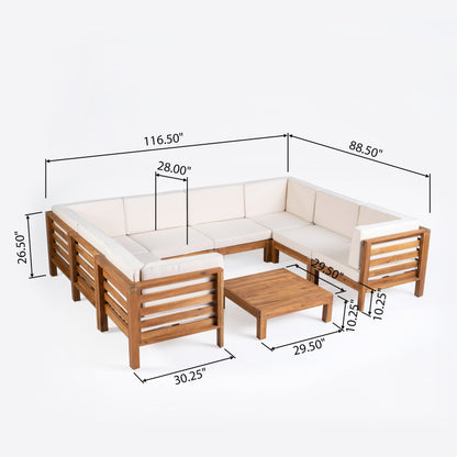 Oana Outdoor 9-piece Acacia Wood U-shaped Sectional Set by Christopher Knight Home